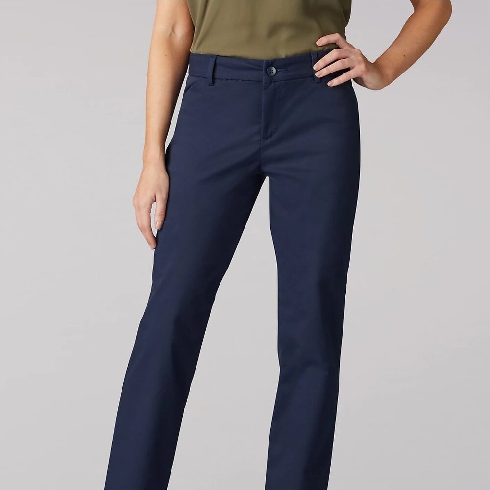 Lee Women's Wrinkle Free Relaxed Fit Straight Leg Pant - navy